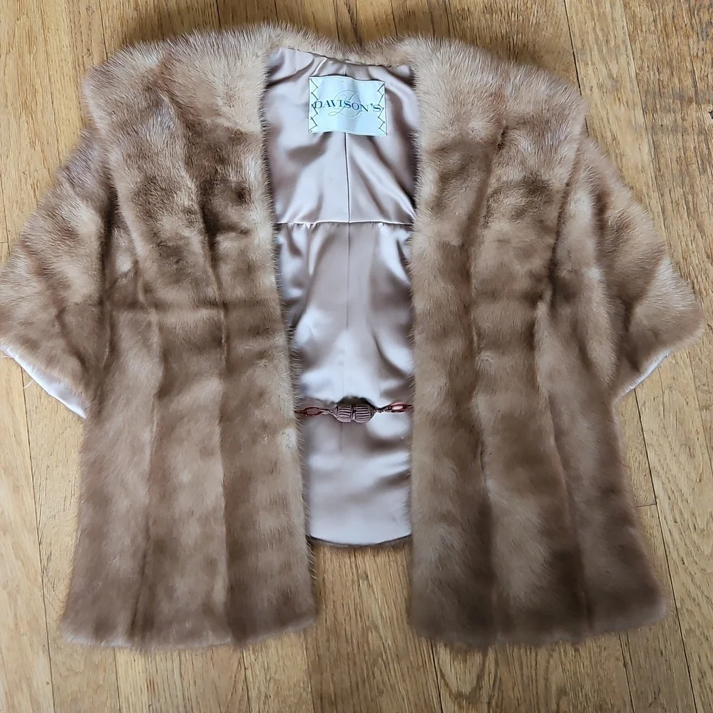 Vintage real mink shawl wrap S/M